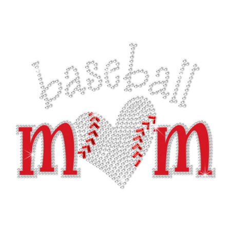 Bling Cheer Mom Baseball Love Hotfix Rhinestone Transfer